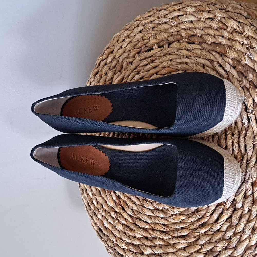 J.Crew Womens Seville Black Canvas Slip On‎ Platform Espadrille Sandals 9.5 - Picture 4 of 9